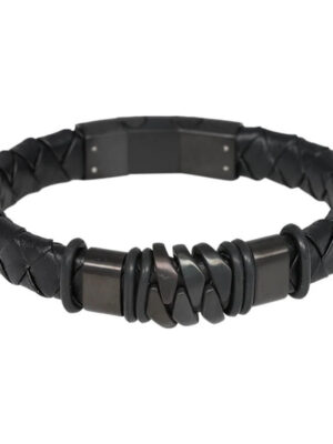 Armband | Jackson (Leer, zwart 21,5cm)