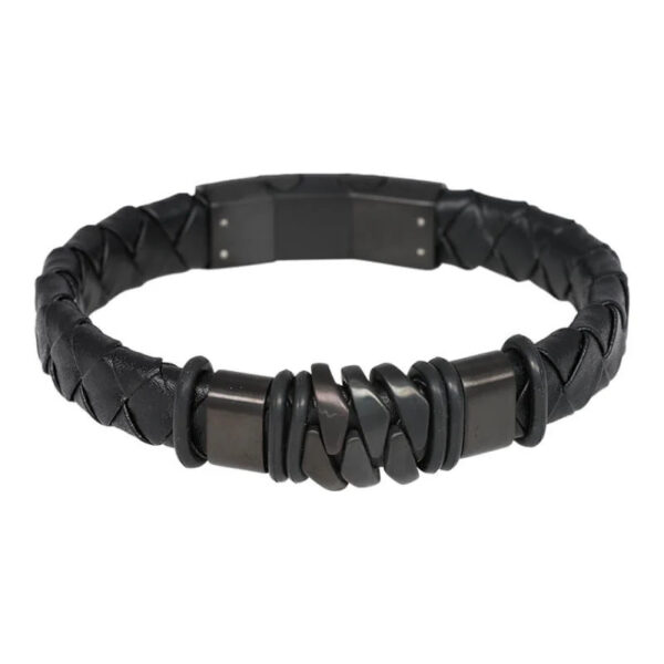 Armband | Jackson (Leer, zwart 21,5cm)